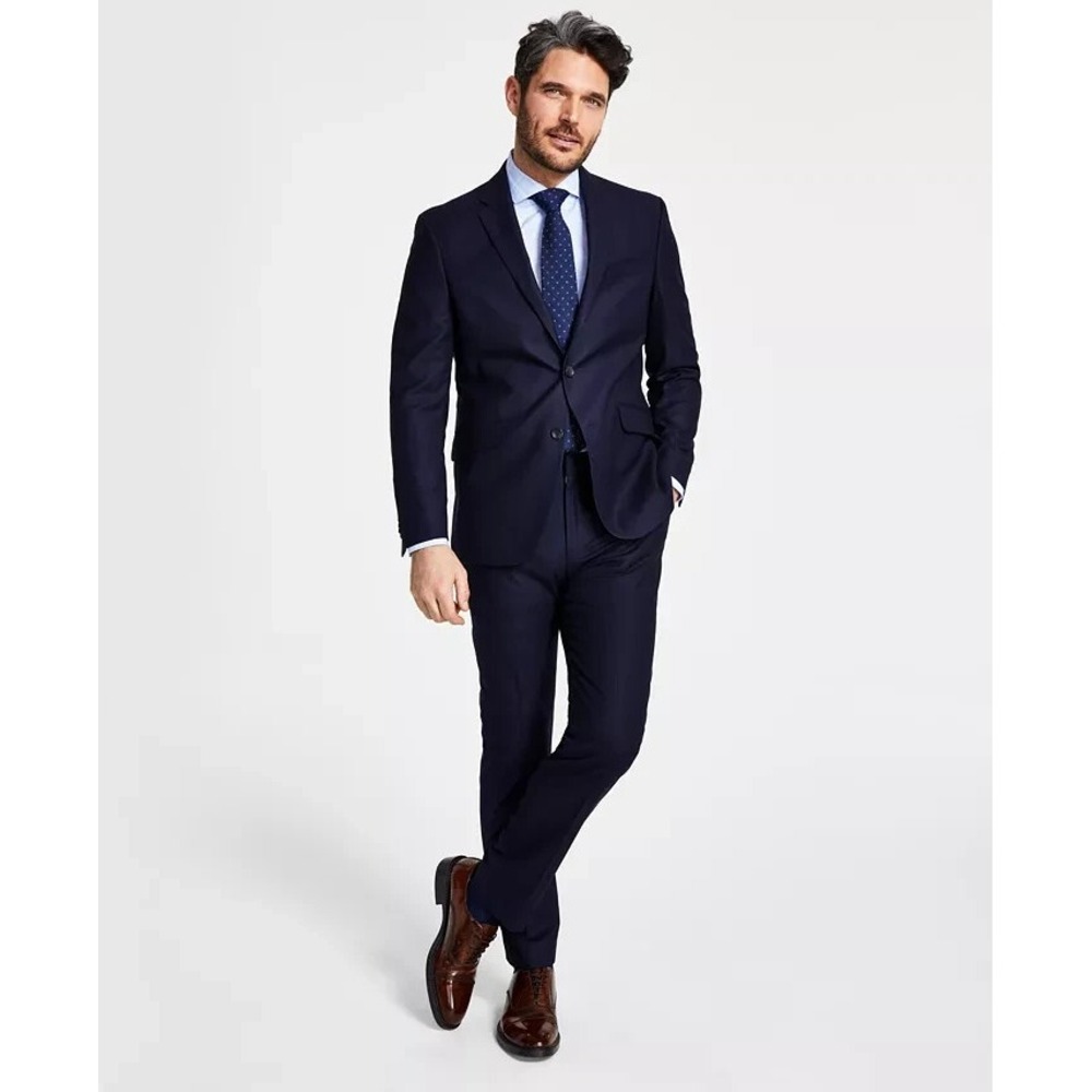Kenneth Cole Men's 2-pc Suit‎ Slim Suit Jacket 36R Pants 29Wx32L Navy E05591